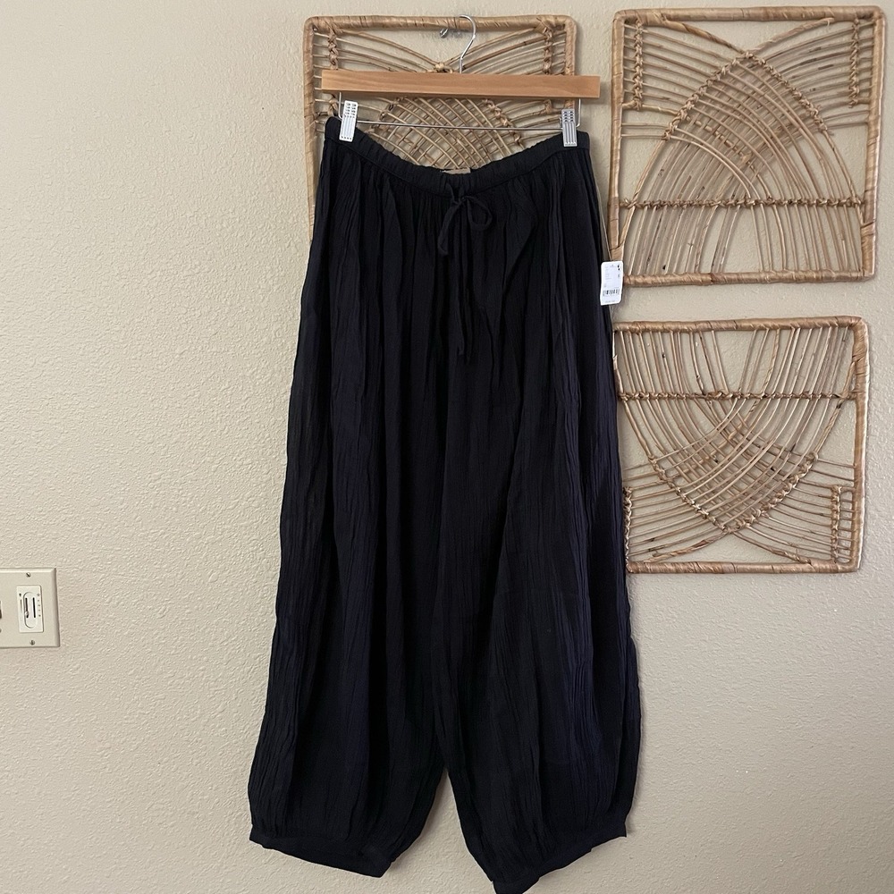 Free People Playa Party Balloon Pants Black Boho Beachy Women's Sz M NWT B4